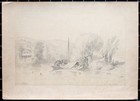 Drawing Pencil Landscape Boats River Willows D apres Hubert 1859