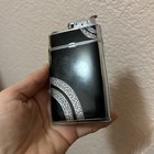 Vintage Silver Evans Flip Down Combo Shorts Cigar Cigarette Case Lighter Tobacco