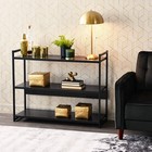 Jamestown Wide 3 Shelf Open Storage Bookshelf Black Oak Wood Grain And Black    
