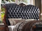 5 Piece Traditional Cherry Oak Brown   Faux Leather Queen King Bedroom Set Iaah