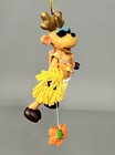 Hawaii Hula Skirt Reindeer Cheerleader Animated Christmas Ornament Vintage 