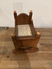 Vintage Style Wooden Rocking Cradle Stained A Dark Brown   Rustic Design