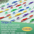 50 Pcs Toothbrush Bulk Disposable  Travel Toothbrushes Pack  Soft Bristle Ind   