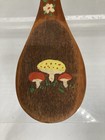 Vtg 7    Mushroom Wood Spoon Wooden Hand Painted Primitive Hanging Rest Kitchen