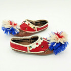 Vtg Antique Tsarouhi Opanke Greek Kids Shoes Leather Handmade Dance Pom Pom Lot