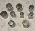 Vintage Lot 9 White Milk Glass Containers W original Lids-valaze ponds bel Bon 