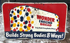 Vintage Large Old Wonder Bread Metal  Sign 61 By 37 Kitchen Bakery Nice Graphic