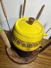 Retro Fondue 13 Pc Japan Mid Century Modern Vintage Merry Mushrooms Teak Skewers
