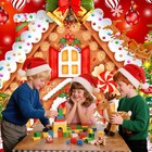 Christmas Backdrops For Photography  Winter Gingerbread House  7x5 Ft   Merry   