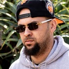 Gold Frame Black Tint Rimless White Woodgrain Arm Unisex Buffs Sunglasses