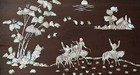 19thc Indo-chinese Vietnamese Mother Of Pearl Inlaid Wood Panel Picture Scene