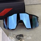 100  Speedcraft Sunglasses Matte Black Frame W  Hiper Blue Lens Cycling Baseball