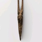 Vintage Ghana African Horned Mask 26 5  Hand Carved Wood Metal Tribal Wall Art