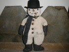 Wonderful primitive folk Art  frosty The Snowman   Pipe  The Button Box   