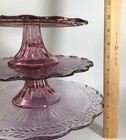 Indiana Glass Cranberry Pink Trellis Cake Stands 3 Pcs Cottagecore Grannycore