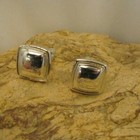 Mens Cuff Links Cufflinks Square Silver Tone Vintage Estate  4