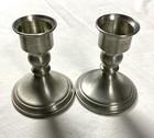 Pair Of Vintage Web Pewter Weighted Candle Holders W green Candlesticks Included