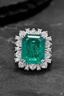 5 00 Ct Natural Emerald   Diamond Wedding Ring 14k White Gold Size 6 7 8