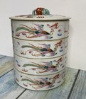 Chinese Porcelain Stacking Bowl Storage Box Set Antique Dragon   Phoenix Designs