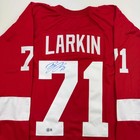 Autographed signed Dylan Larkin Detroit Red Hockey Jersey Beckett Bas Coa