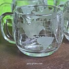 Vintage Nestle Nescafe World Globe Frosted Glass Coffee Mugs Cups - Set Of 4