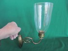 Vintage Pair Baldwin Brass Colonial Arm Candle Wall Sconces Hurricane Glass Eb