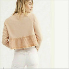 Free People Sweet Jane Pullover Sweatshirt Shell Pink Peplum Top Tie Front New S