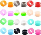 24pcs Silicone Tunnels Ear Gauges Kit 6g-22mm Double Flared Saddle Expander F   