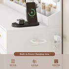 Makeup Vanity With Large Mirror And Lights  Charging Station   Rgb Glass Cabinet