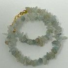 Handmade Anklet Gold Tone Small Rough Aquamarine Stone Chip Beads Pale Blue 9 75