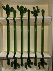 Vintage Cactus Glass Swizzle Sticks 2001 Boston Warehouse Set Of 6 Nib