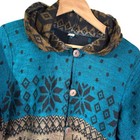 Himalayan 100  Wool Hoodie Cardigan Button Fringe Nordic Reindeer Women   s Large