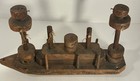 Antique American Folk Art Wooden Steamship Toy Boat Early 20th Century