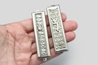 2 Israel Silver Metal Jewish Mezuzah Cases  12 Tribes Scroll Embossed Design