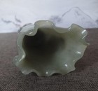 Old China Hand Carving Gray Jade Lotus Leaf Cup Brush Washer