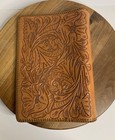Vintage Tooled Leather 3 Ring Binder Planner Cowboy Floral    len    Tan