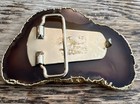Vintage Belt Buckle Polished Wrapped Agate Geode Slab Gold Tone 3 75    X 2 4   
