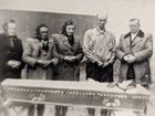 Vtg Old Funeral Black   White Photograph With Casket 3 Women   2 Men In Picture