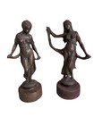 Antique French Art Nouveau Virtue Statues Modestie   Gaiete C1890 Pair