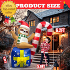 6ft Christmas Inflatable Sloth With Candy Cane Decorations Built-in Led Lighted