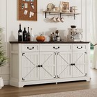 65 large Sideboard Buffet Storage Cabinet With 3 Drawers For Kitchen Coffee Bar 