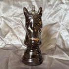 Horse Head Figurine Lighter - Black Ceramic With Gold Accents  Animal Theme