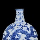Beautiful Chinese Hand Painting Blue white Porcelain Dragon Flat Vase