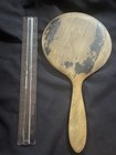 Vintage Hand Held Wooden Mirror With Beveled Glass