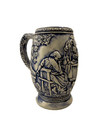 German Style Beer Stein Blue And White Ceramic Mug Vintage Tavern Decor