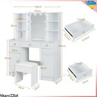 Vanity Makeup Table Dressing Desk Set Led Light Mirror With Stool Drawer Cabinet