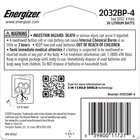 Energizer 2032 Batteries  4 Pack   3v Lithium Coin Batteries