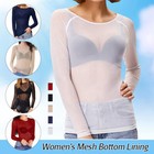 Womens Mesh Sheer See-through Long Sleeve Summer Crop Tops T-shirt Blouse Tee