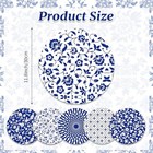 24 Pcs Blue And White Floral Paper Placemats - 6 Chinoiserie Porcelain Style