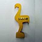 Vtg Hand Painted Wood Flamingo Pin Brooch Folk Art Native